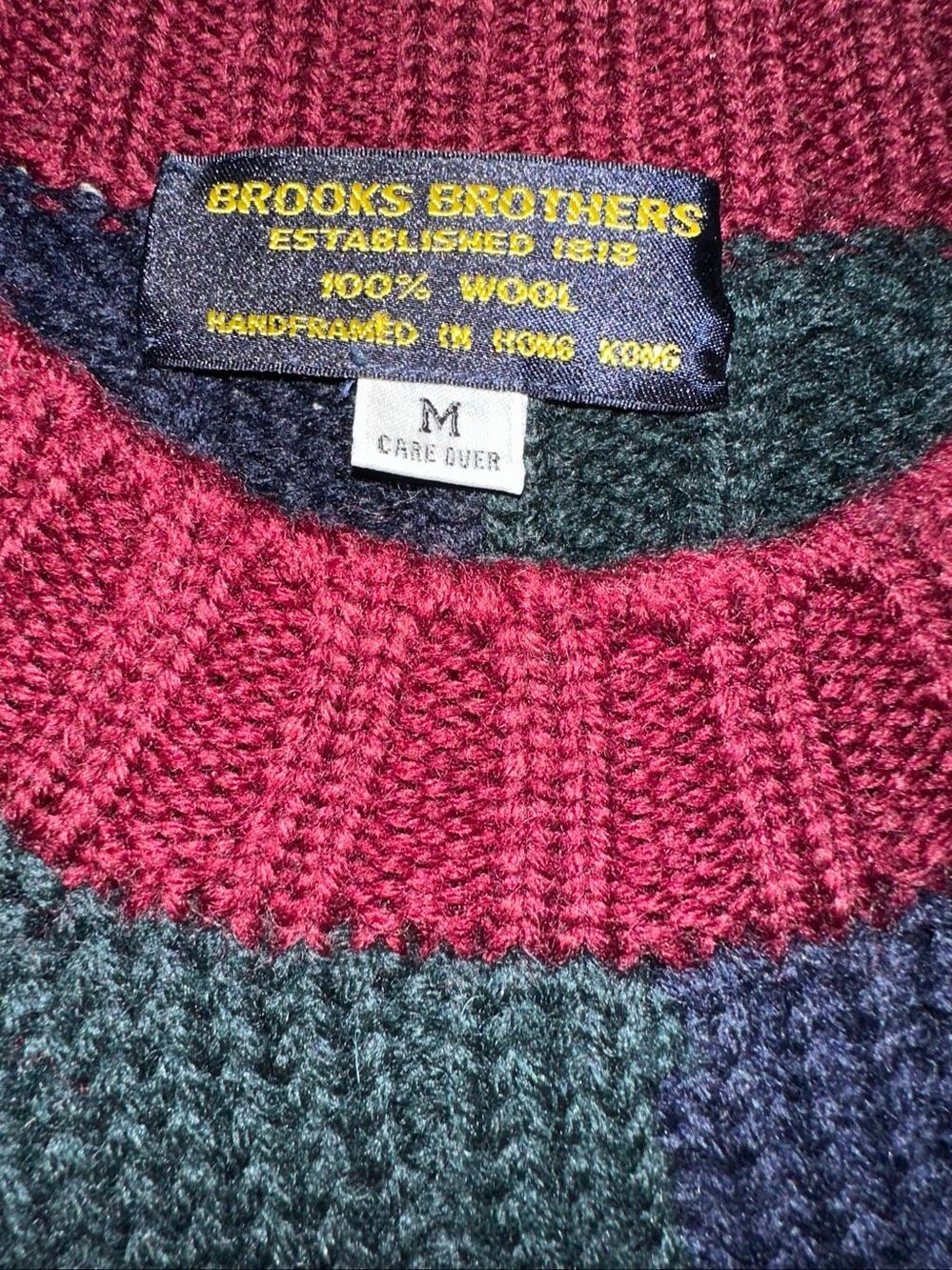 Vintage Brooks Brothers 1818 Sweater Sz medium multi color 100% Wool Crewneck Pu - Picture 2 of 5